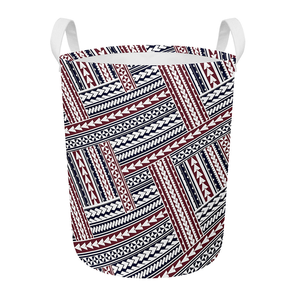 Maori Tribal Pattern Print Round Laundry Basket