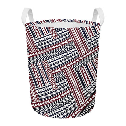 Maori Tribal Pattern Print Round Laundry Basket