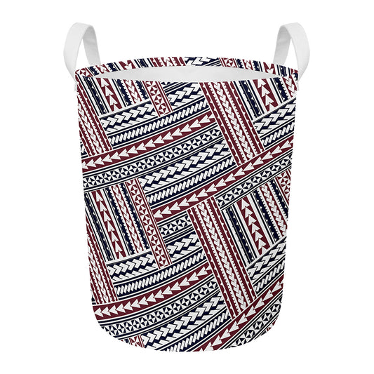 Maori Tribal Pattern Print Round Laundry Basket
