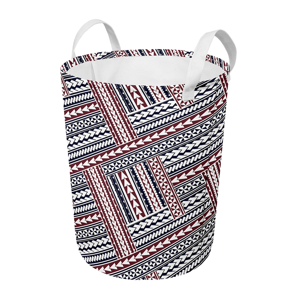 Maori Tribal Pattern Print Round Laundry Basket