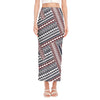 Maori Tribal Pattern Print Side Slit Maxi Skirt