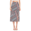 Maori Tribal Pattern Print Side Slit Midi Skirt