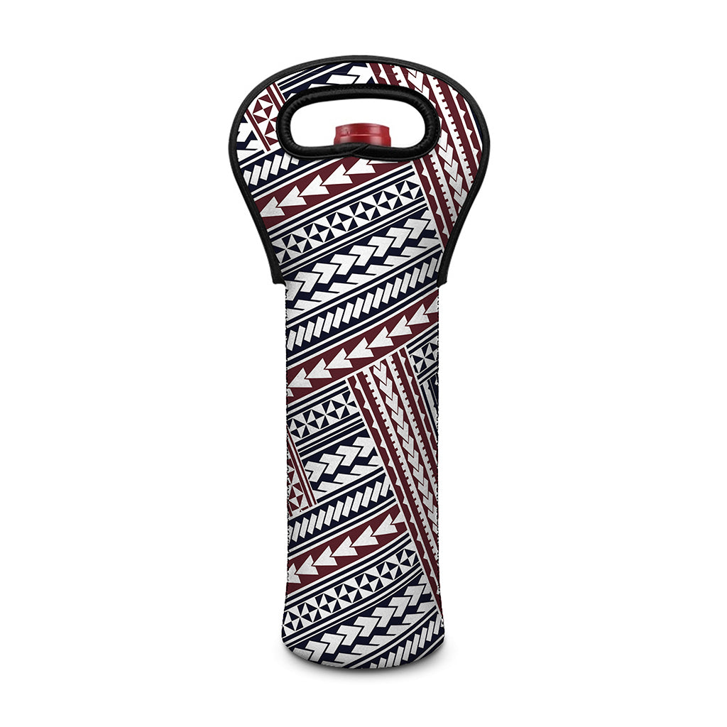 Maori Tribal Pattern Print Single Neoprene Wine Tote