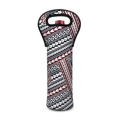 Maori Tribal Pattern Print Single Neoprene Wine Tote