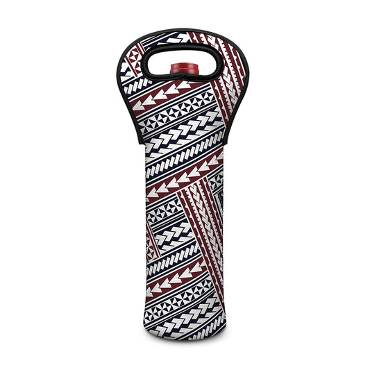 Maori Tribal Pattern Print Single Neoprene Wine Tote
