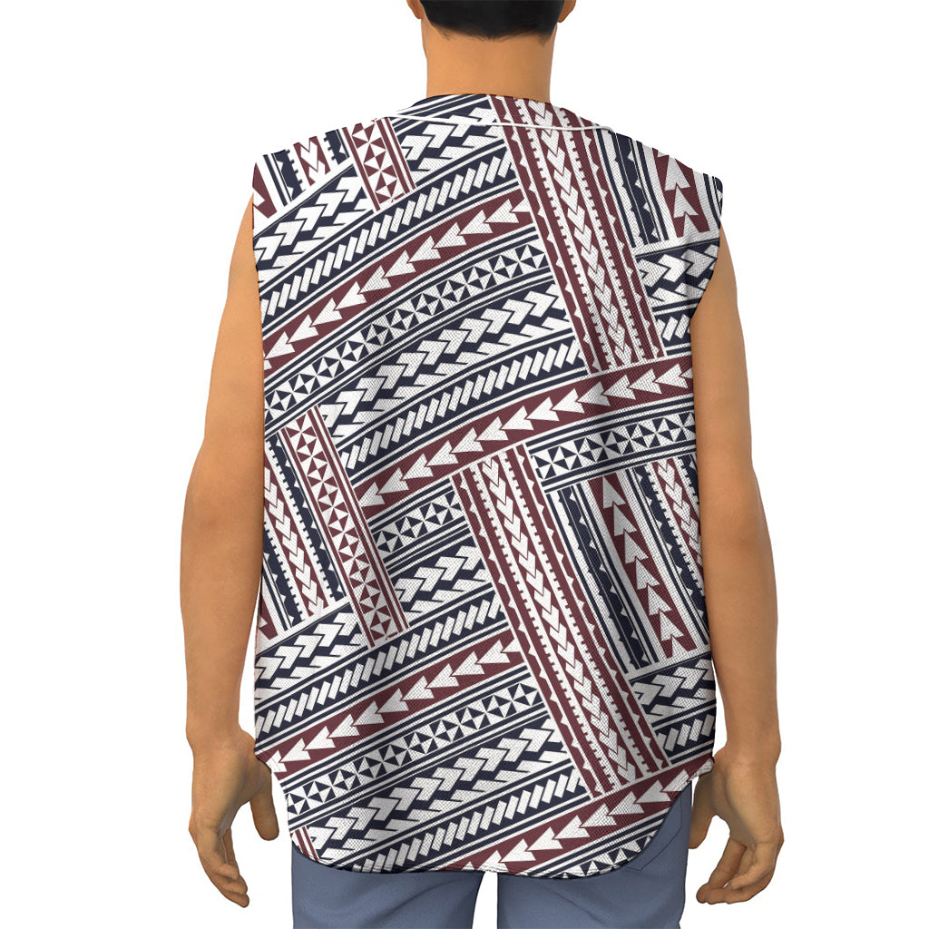 Maori Tribal Pattern Print Sleeveless Baseball Jersey