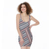 Maori Tribal Pattern Print Sleeveless Bodycon Dress