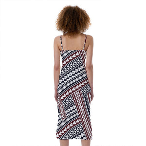 Maori Tribal Pattern Print Slim Fit Midi Cami Dress