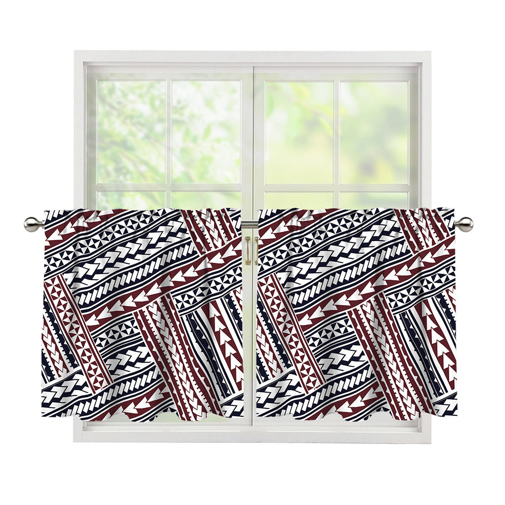 Maori Tribal Pattern Print Tier Curtains