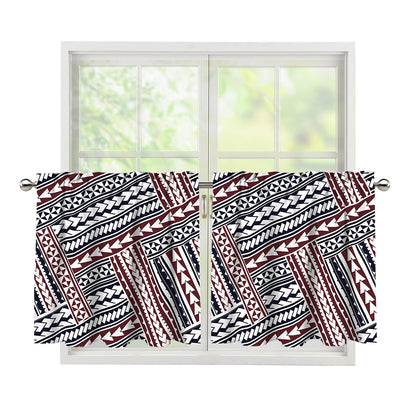 Maori Tribal Pattern Print Tier Curtains