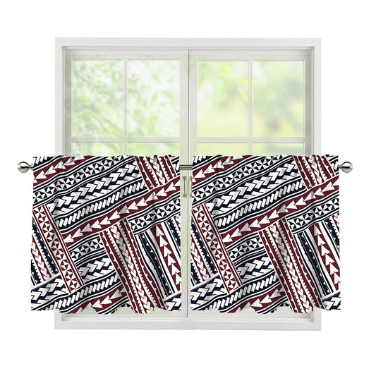 Maori Tribal Pattern Print Tier Curtains