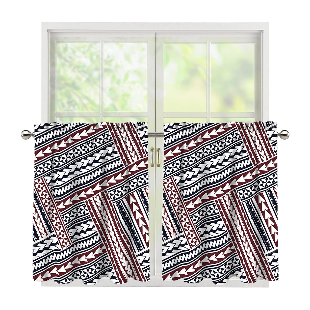 Maori Tribal Pattern Print Tier Curtains