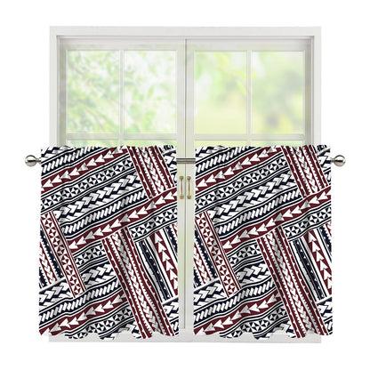 Maori Tribal Pattern Print Tier Curtains