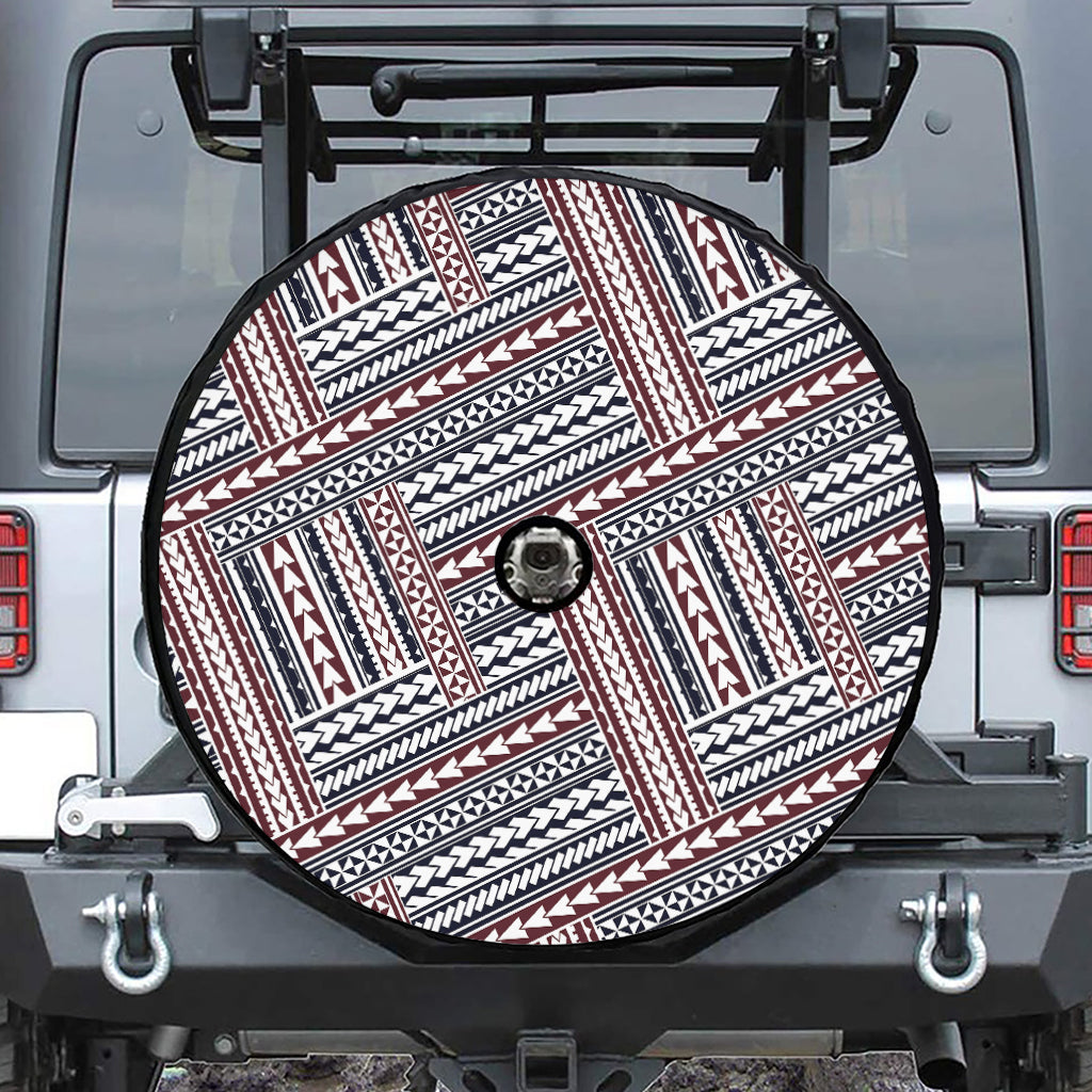 Maori Tribal Pattern Print Tire Cover With Camera Hole