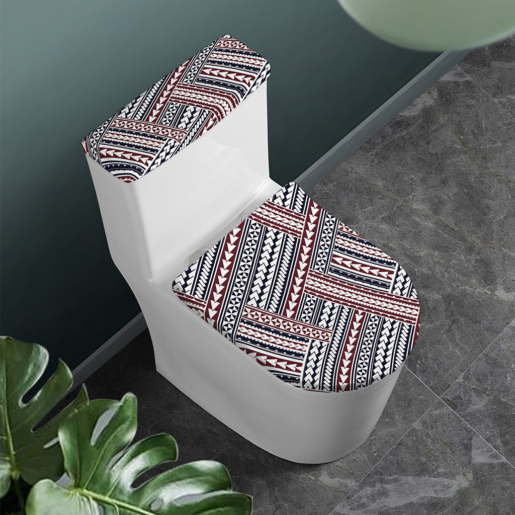Maori Tribal Pattern Print Toilet Lid And Tank Cover Set