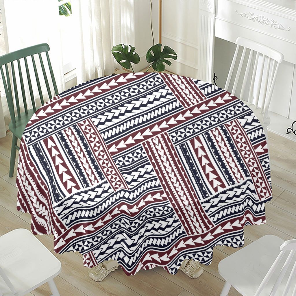 Maori Tribal Pattern Print Waterproof Round Tablecloth