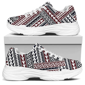 Maori Tribal Pattern Print White Chunky Shoes