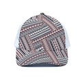 Maori Tribal Pattern Print White Mesh Trucker Hat