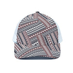 Maori Tribal Pattern Print White Mesh Trucker Cap