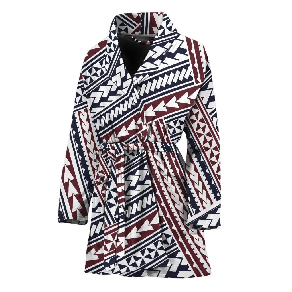 Maori Tribal Pattern Print Women's Bathrobe