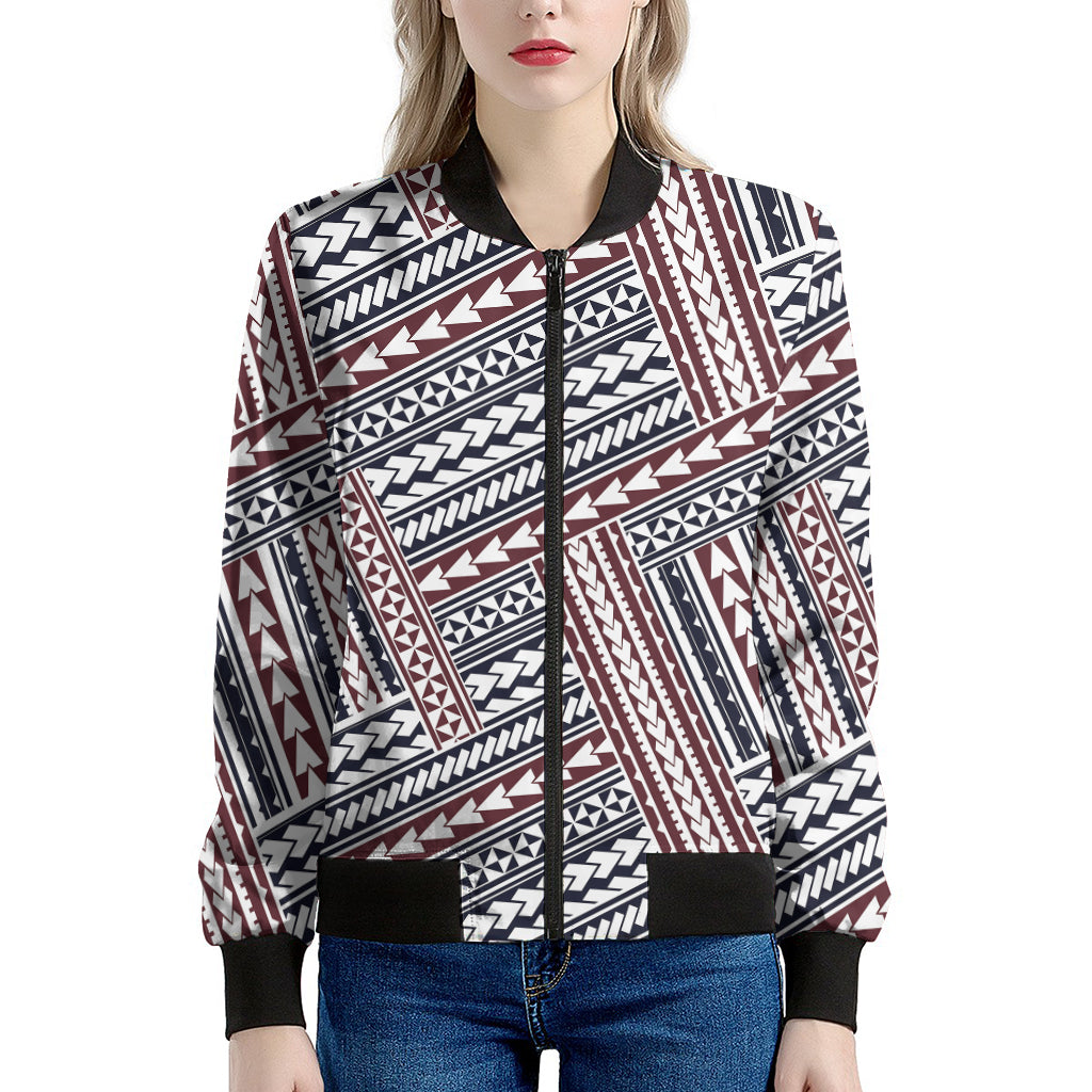 Maori Tribal Pattern Print Women's Bomber Jacket