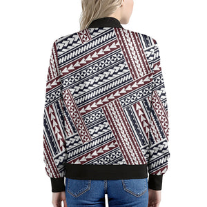 Maori Tribal Pattern Print Women's Bomber Jacket