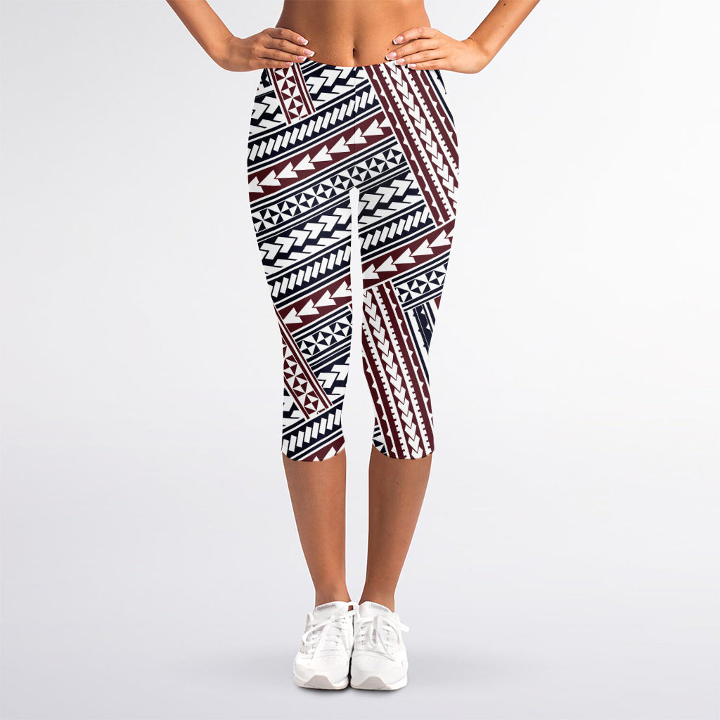 Maori Tribal Pattern Print Women's Capri Leggings