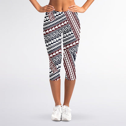 Maori Tribal Pattern Print Women's Capri Leggings