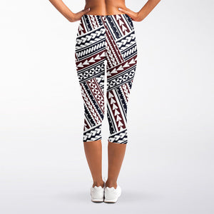 Maori Tribal Pattern Print Women's Capri Leggings