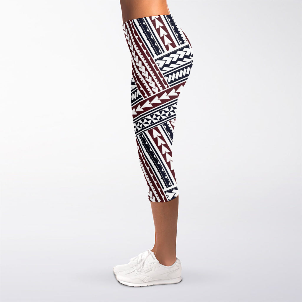 Maori Tribal Pattern Print Women's Capri Leggings