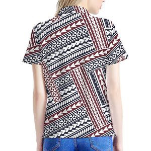 Maori Tribal Pattern Print Women's Polo Shirt