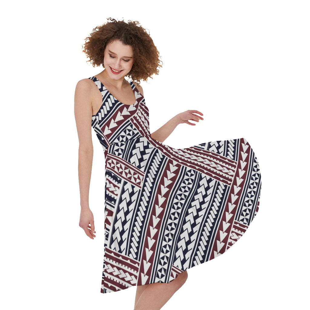 Maori Tribal Pattern Print Women's Sleeveless Dress