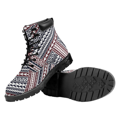Maori Tribal Pattern Print Work Boots