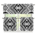Maori Tribal Polynesian Tattoo Print 3 Piece Kitchen Curtains