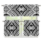 Maori Tribal Polynesian Tattoo Print 3 Piece Kitchen Curtains