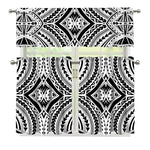 Maori Tribal Polynesian Tattoo Print 3 Piece Kitchen Curtains