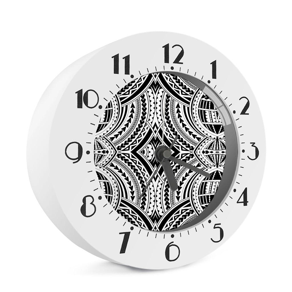 Maori Tribal Polynesian Tattoo Print Alarm Clock