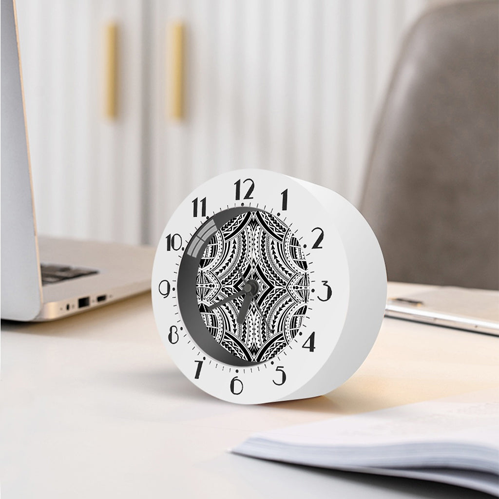 Maori Tribal Polynesian Tattoo Print Alarm Clock