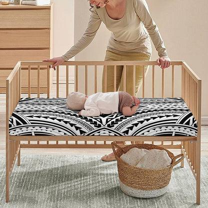 Maori Tribal Polynesian Tattoo Print Baby Crib Sheet