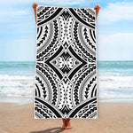 Maori Tribal Polynesian Tattoo Print Beach Towel