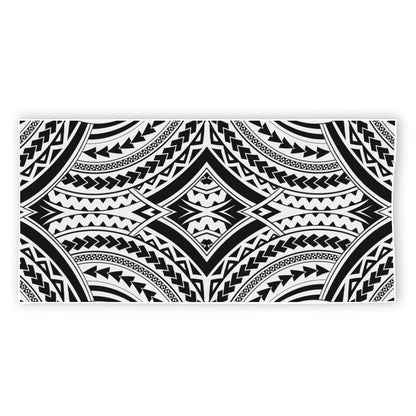 Maori Tribal Polynesian Tattoo Print Beach Towel