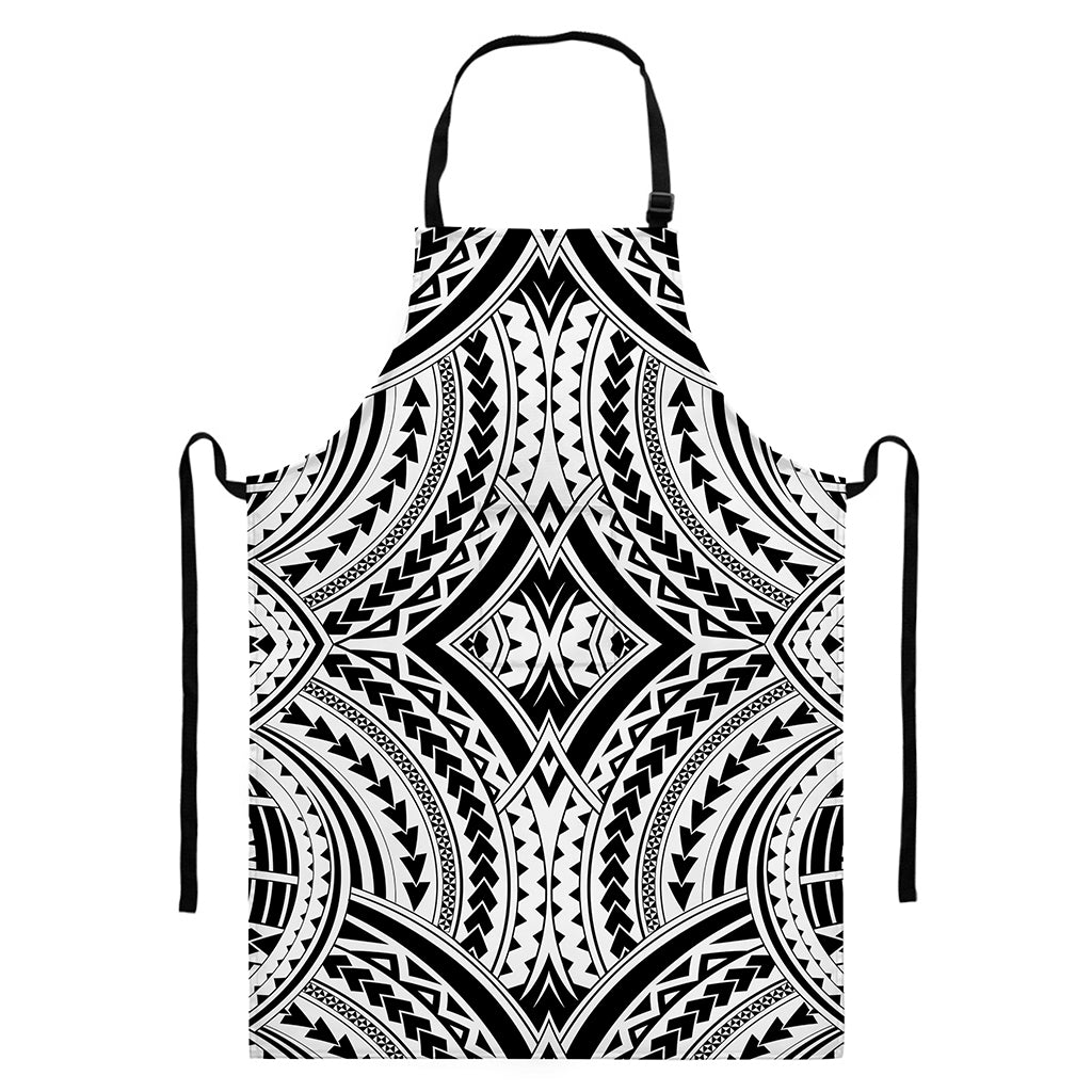 Maori Tribal Polynesian Tattoo Print Bib Apron With Pocket