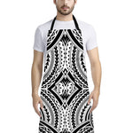 Maori Tribal Polynesian Tattoo Print Bib Apron With Pocket