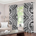 Maori Tribal Polynesian Tattoo Print Dimout Grommet Curtains