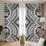 Maori Tribal Polynesian Tattoo Print Blackout Pencil Pleat Curtains