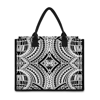 Maori Tribal Polynesian Tattoo Print Canvas Tote Bag