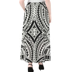 Maori Tribal Polynesian Tattoo Print Chiffon Maxi Skirt