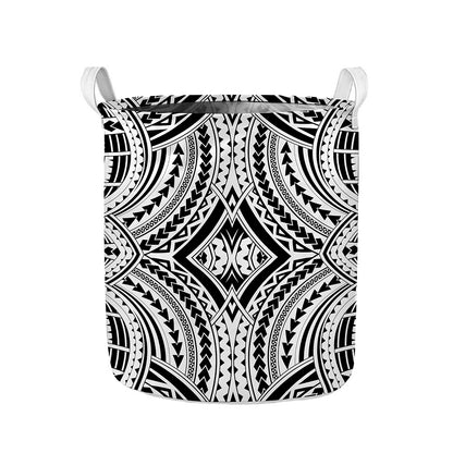 Maori Tribal Polynesian Tattoo Print Collapsible Laundry Basket