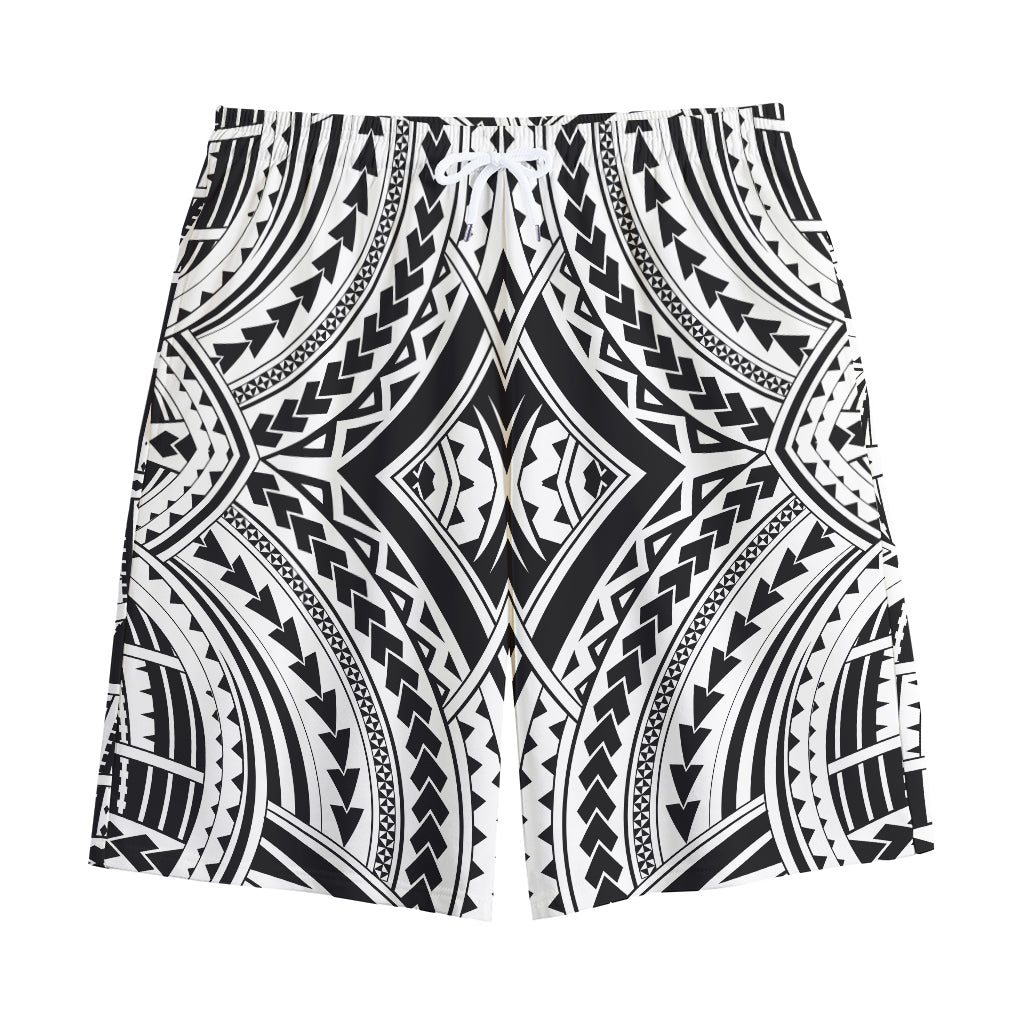 Maori Tribal Polynesian Tattoo Print Cotton Shorts