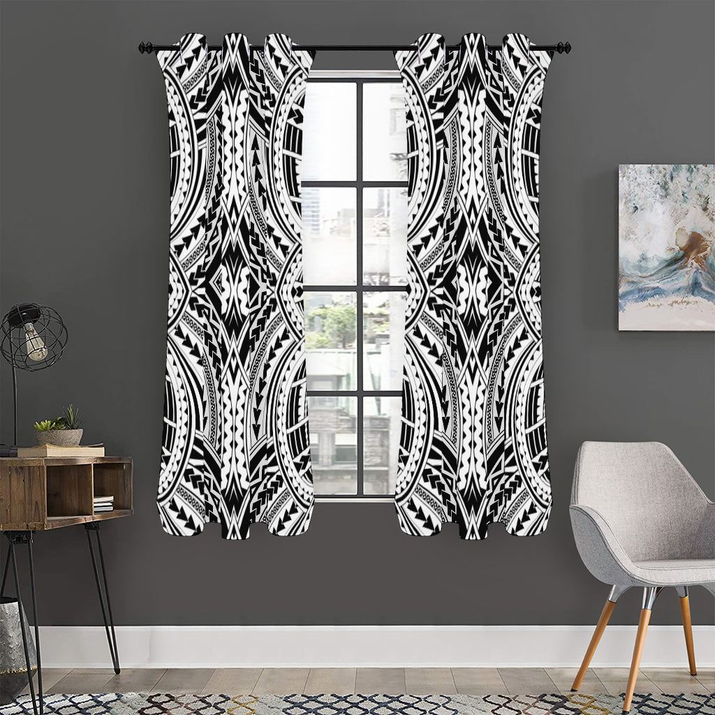 Maori Tribal Polynesian Tattoo Print Curtain